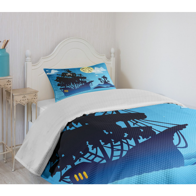 Pirate Ship Island Bedspread Set