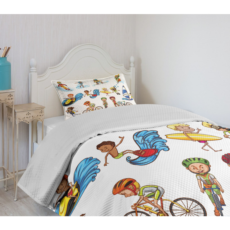 Surfing Cycling Bedspread Set