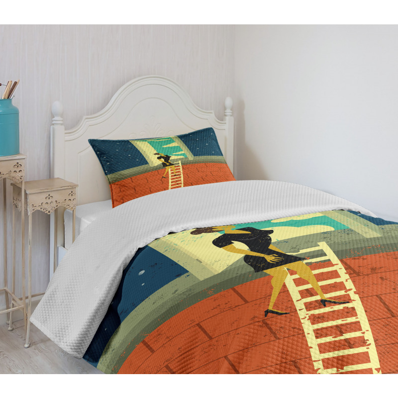 Woman on Ladder Bedspread Set