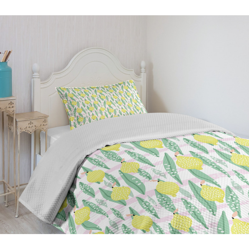 Lemon Leaves Bedspread Set