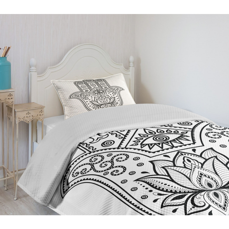 Oriental Lotus and Fish Bedspread Set