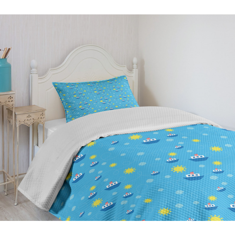 Cartoon Marine Bedspread Set