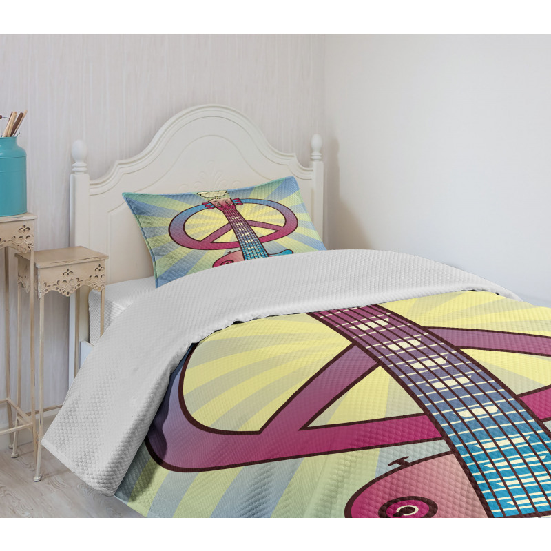 Woodstock Music Theme Bedspread Set