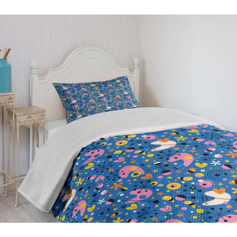 Funky Abstract Cartoon Bedspread Set