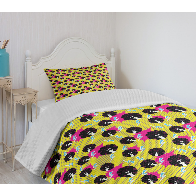 Afro Girls Polka Dots 80s Bedspread Set