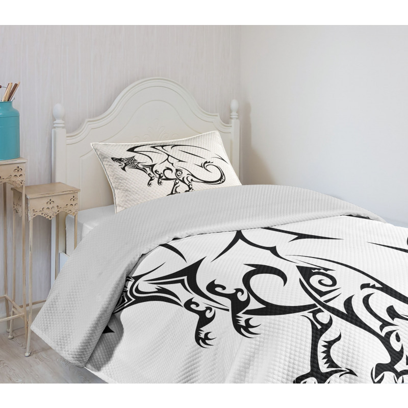 Tribal Dragon Sketch Bedspread Set