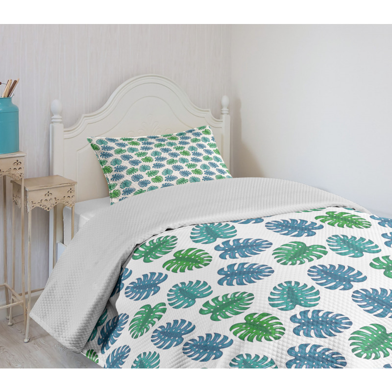 Monstera Leaf Flora Bedspread Set