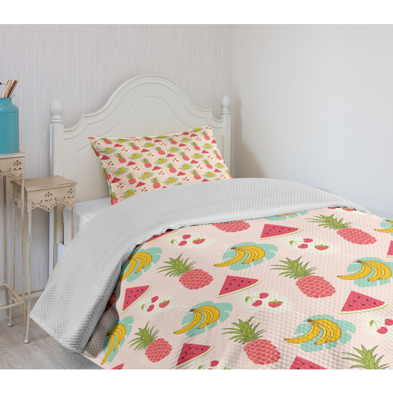 Colorful Summer Fruits Bedspread Set