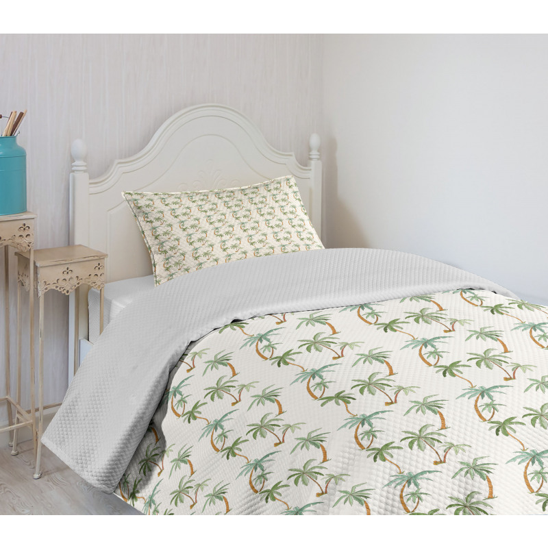 Palm Trees Pattern Bedspread Set