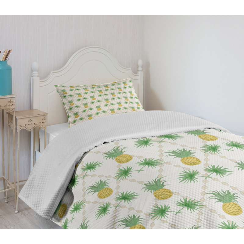 Palm Tree Pineapples Bedspread Set