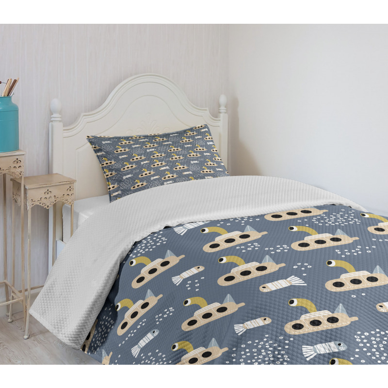 Cartoon Submarines Bedspread Set