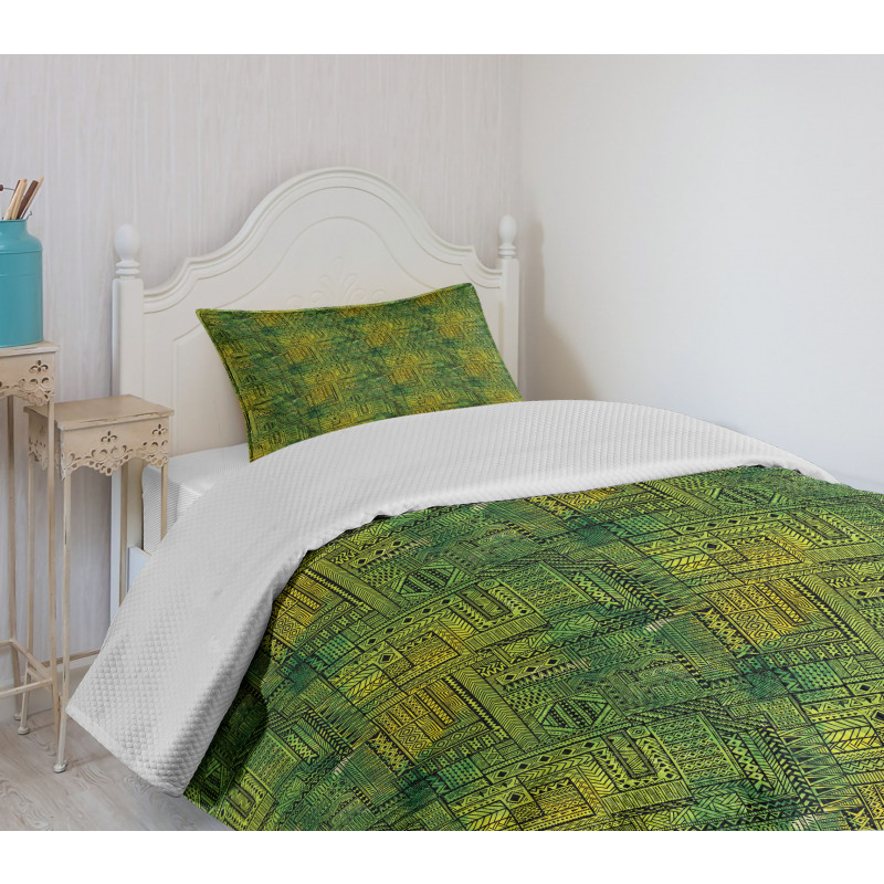 Tribal Style Geometry Bedspread Set