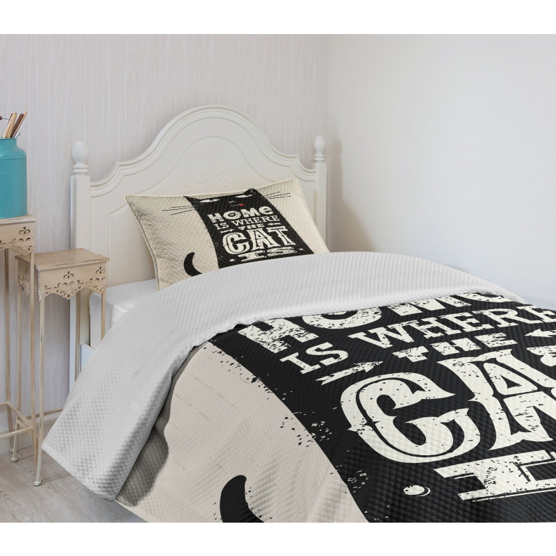 Black Cat Stained Bedspread Set