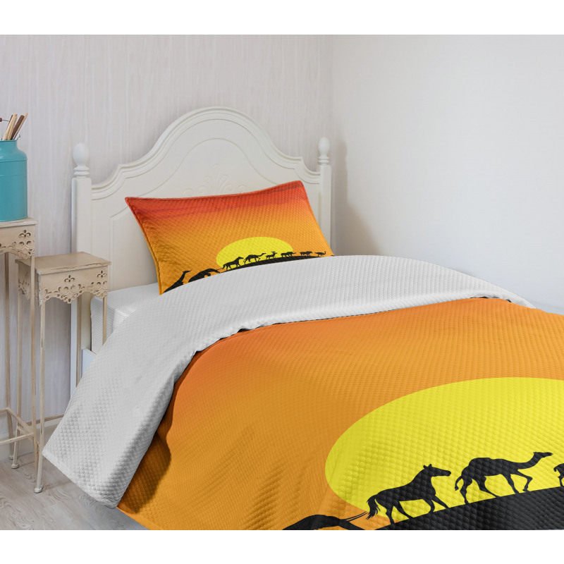 Animals Sun Silhouette Bedspread Set
