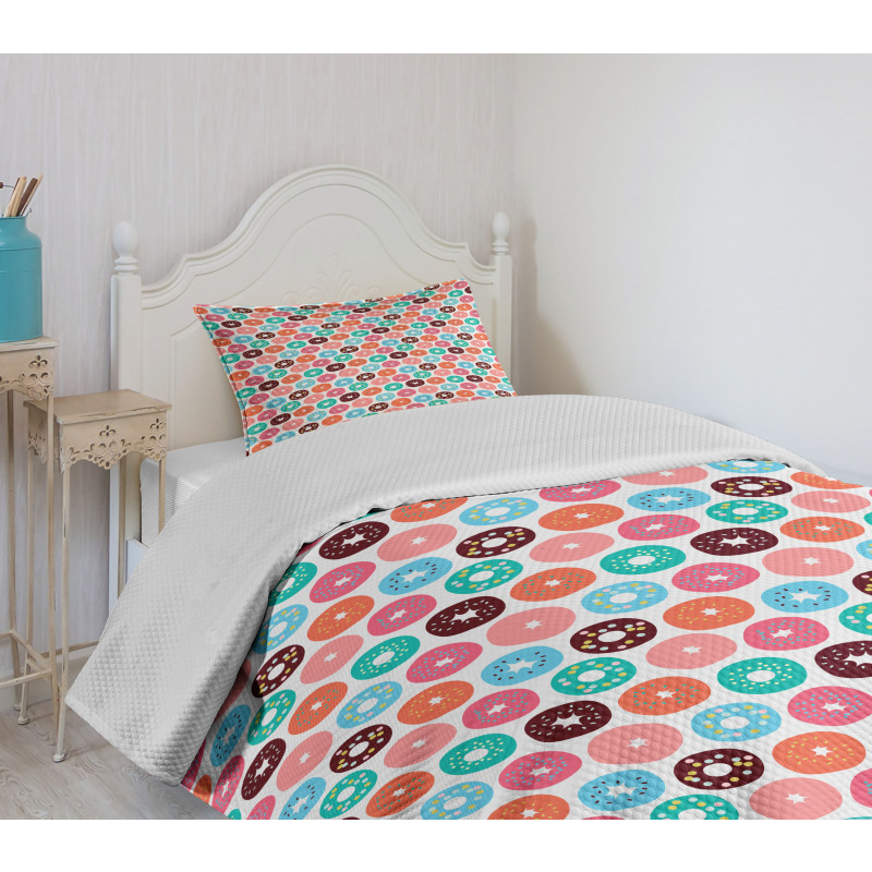 Donut Macaron Dessert Bedspread Set