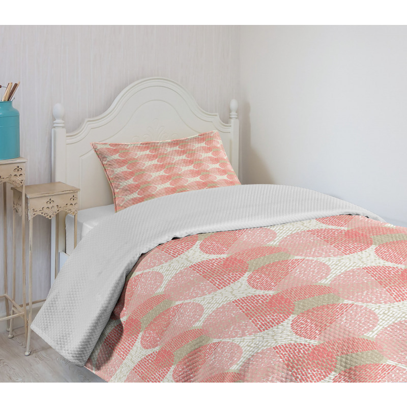 Dash Lines Circle Print Bedspread Set