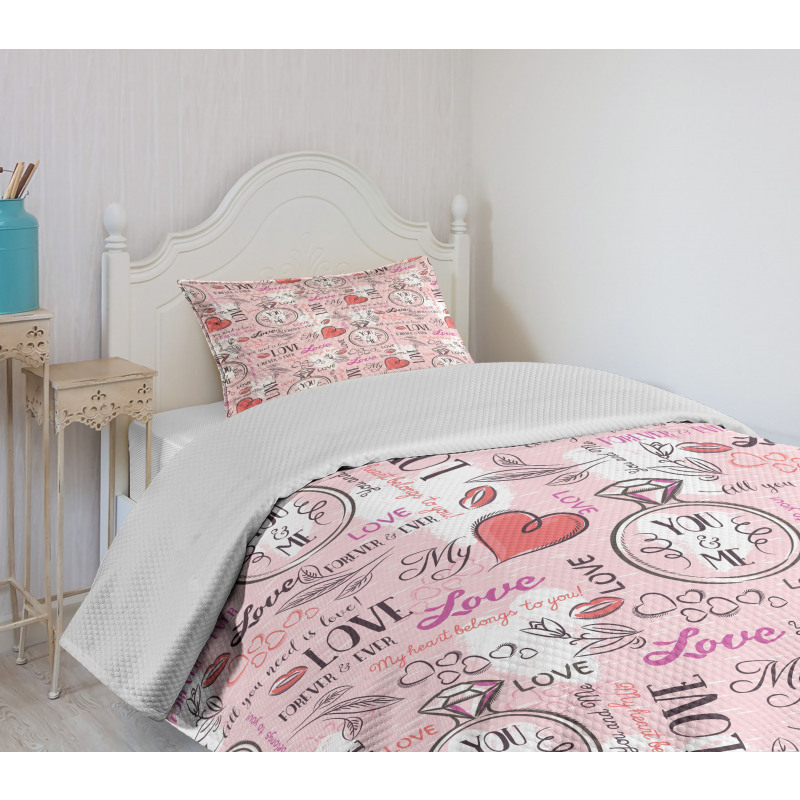 Romantic Message Bedspread Set