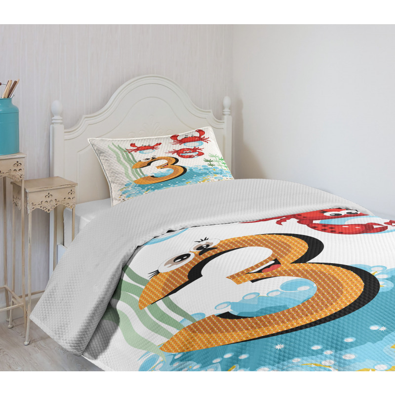 Sea Animals Kids Cartoon Bedspread Set