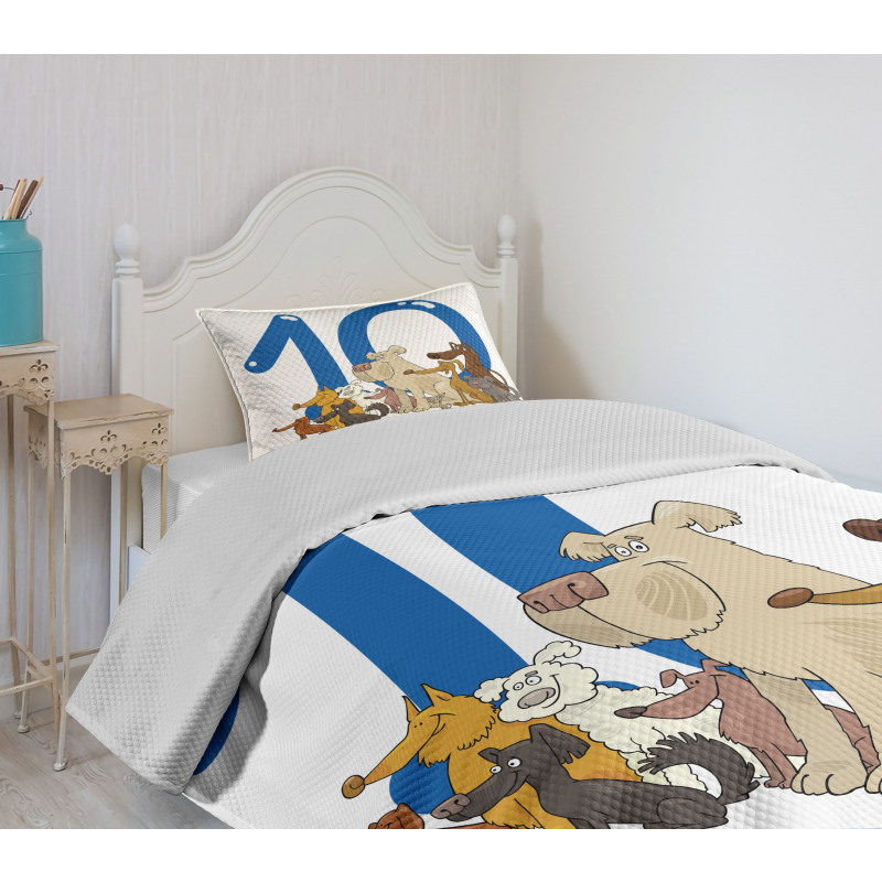 Street Dogs Puppies Bedspread Set