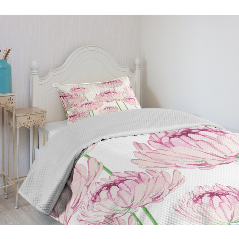 Tender Peony Flowers Bedspread Set