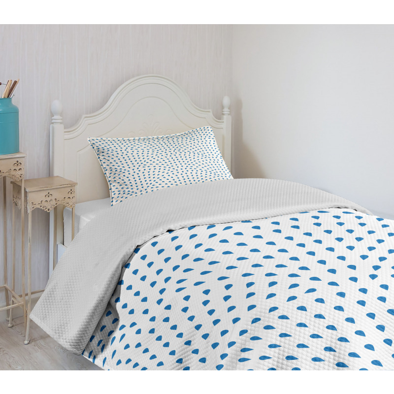 Blue Rain Water Drop Bedspread Set