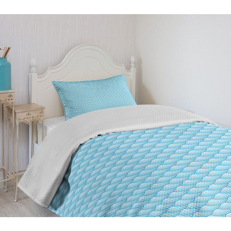 Retro Blue Ombre Bedspread Set