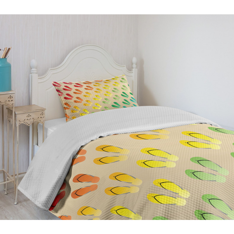 Graded Rainbow Color Bedspread Set