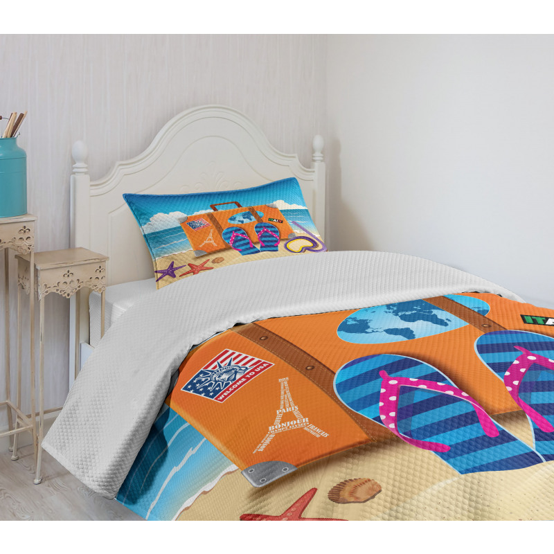 3D Travel Suitcase Bedspread Set