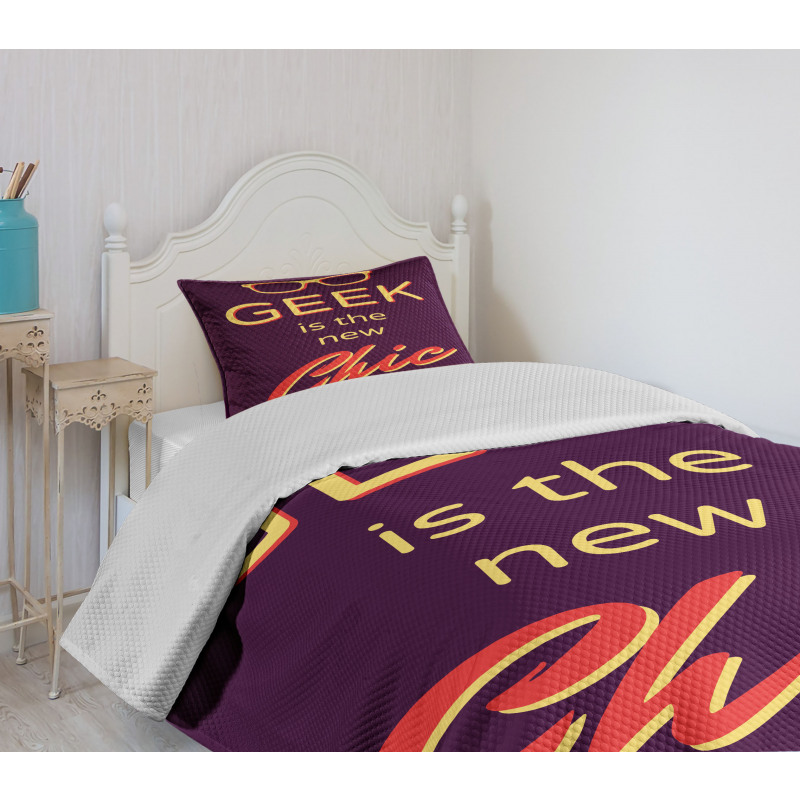 Typography Hipster Words Bedspread Set