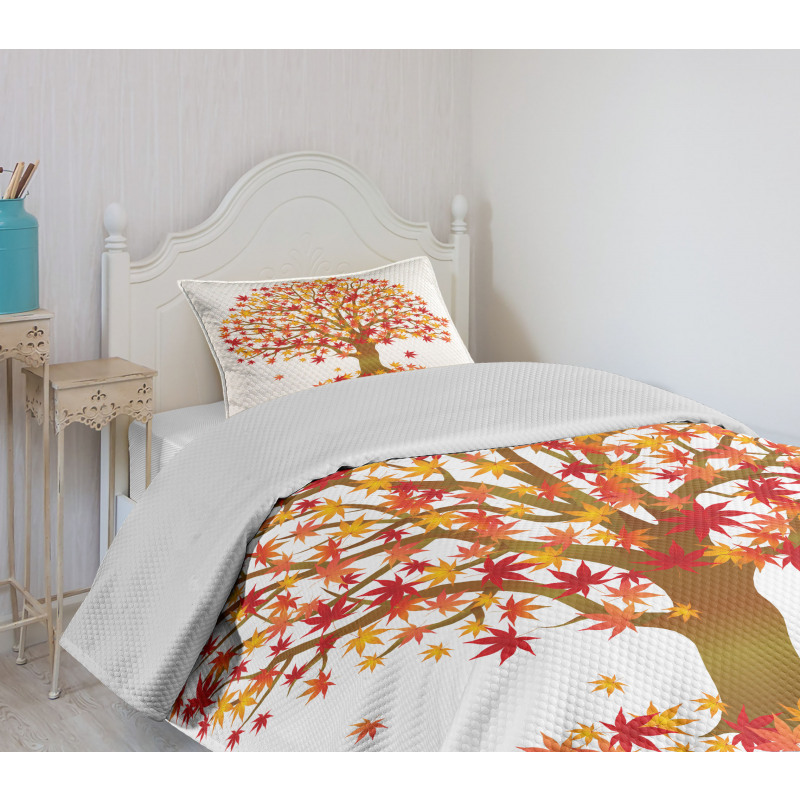 Fall Season MaplevLeaves Bedspread Set