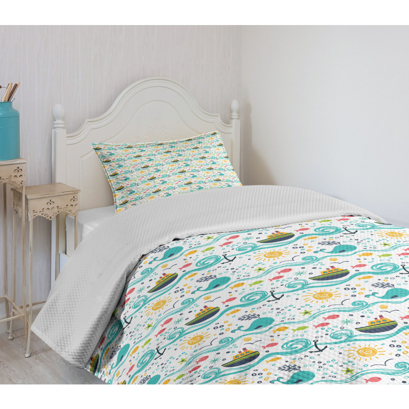 Sea Habitants and Sun Bedspread Set