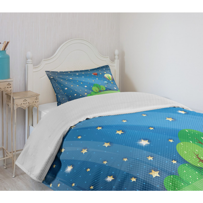 Cartoon Balloons Stars Bedspread Set