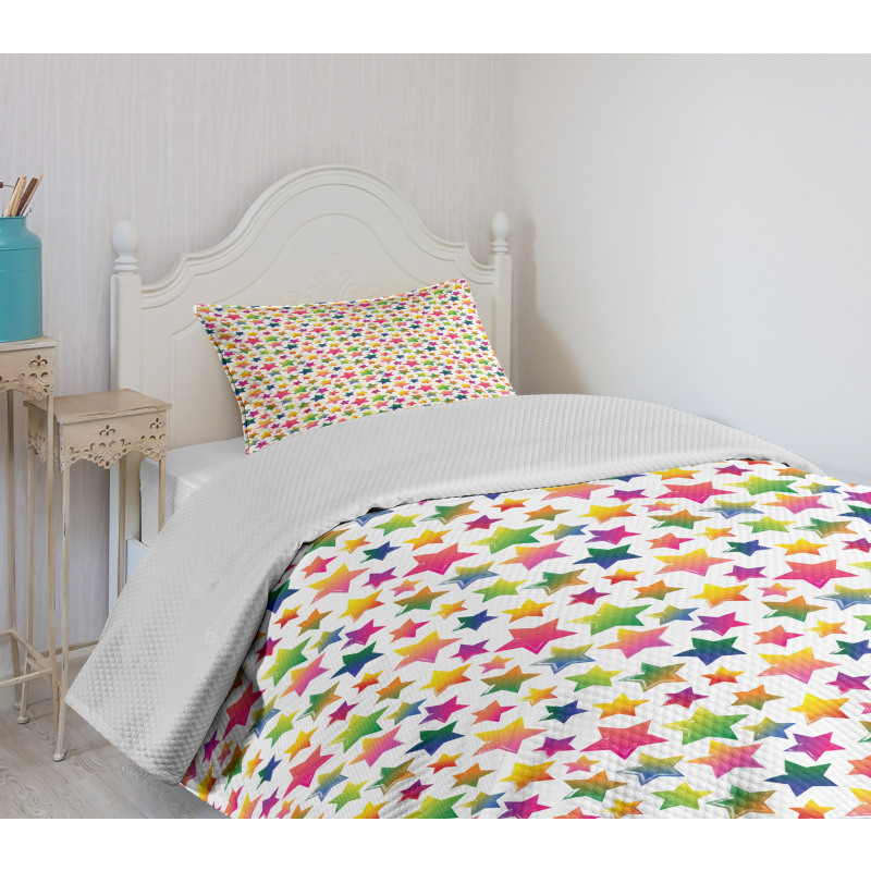 Colorful Grunge Shapes Bedspread Set