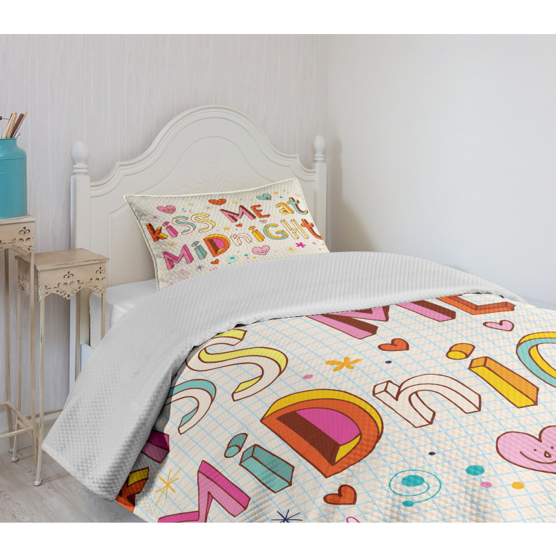 Colorful Letters Words Bedspread Set