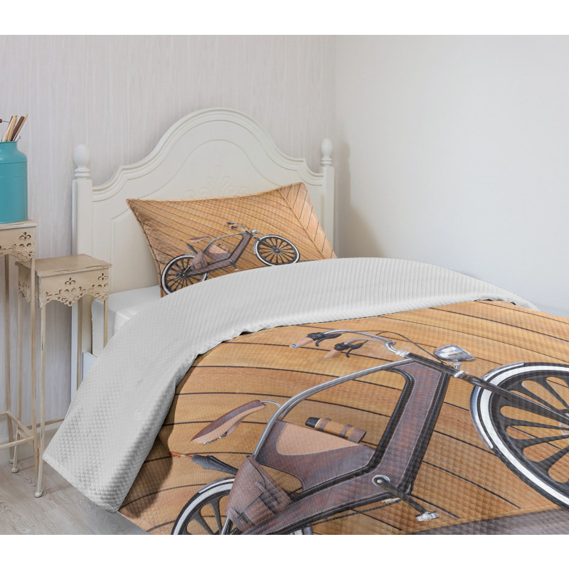 Vintage Bicycle Wall Bedspread Set