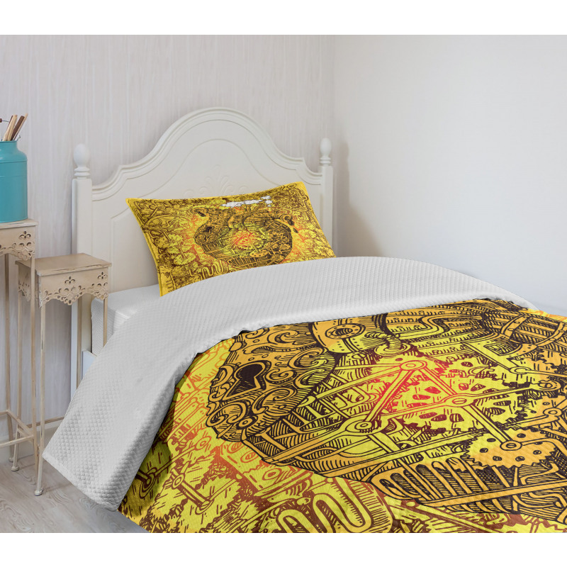 Factory Heart Image Bedspread Set