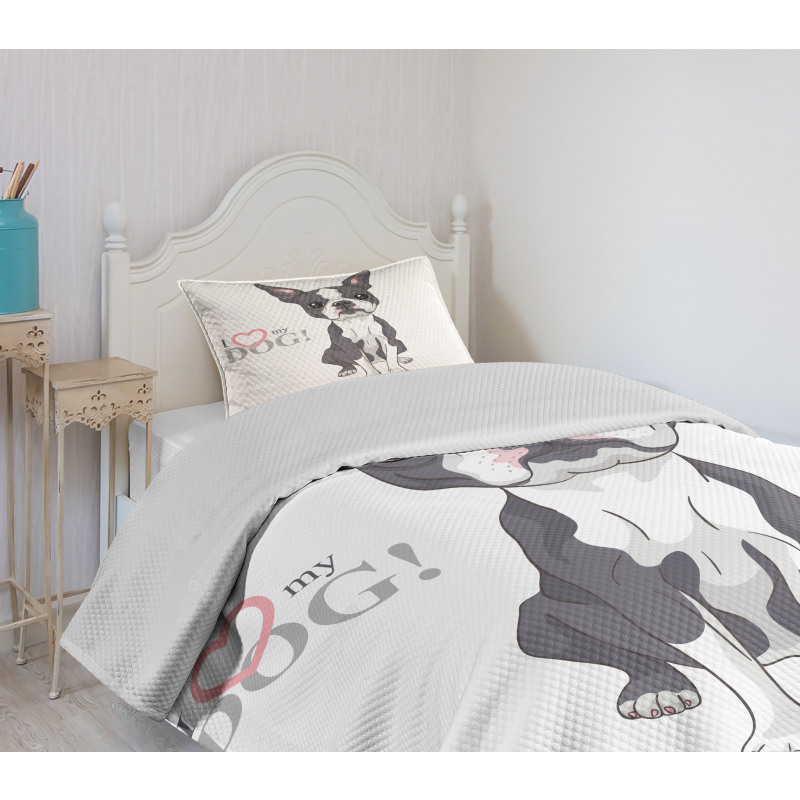 Naive Puppy Face Bedspread Set