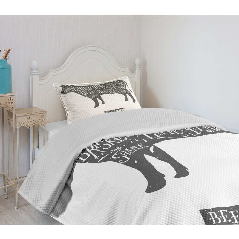 Hand-Drawn Butcher Cuts Bedspread Set