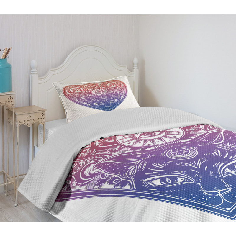 Black Cat and Sun Bedspread Set