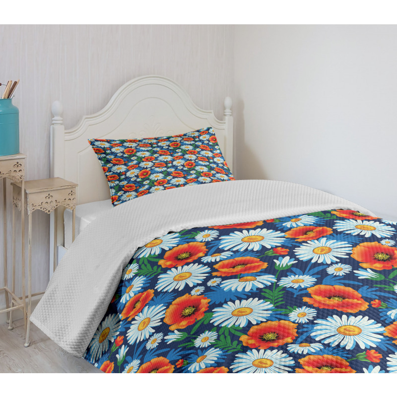 Vibrant Colored Poppies Bedspread Set