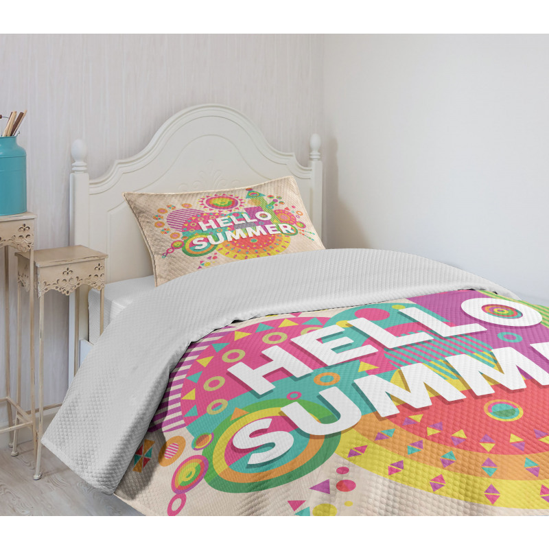 Hello Summer Typography Bedspread Set