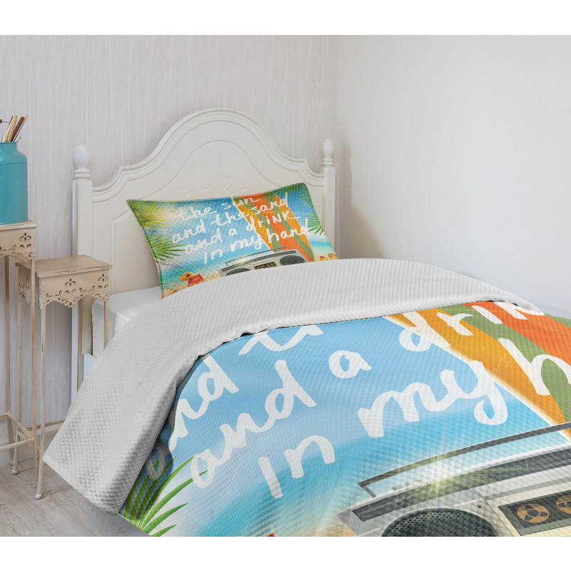 Tropical Beach Surfboard Bedspread Set