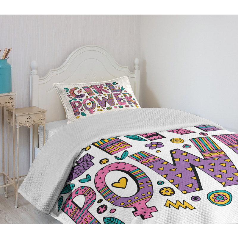 Hippie Boho Girl Words Bedspread Set