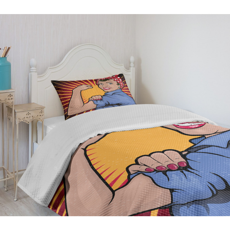 Retro Powerful Woman Bedspread Set