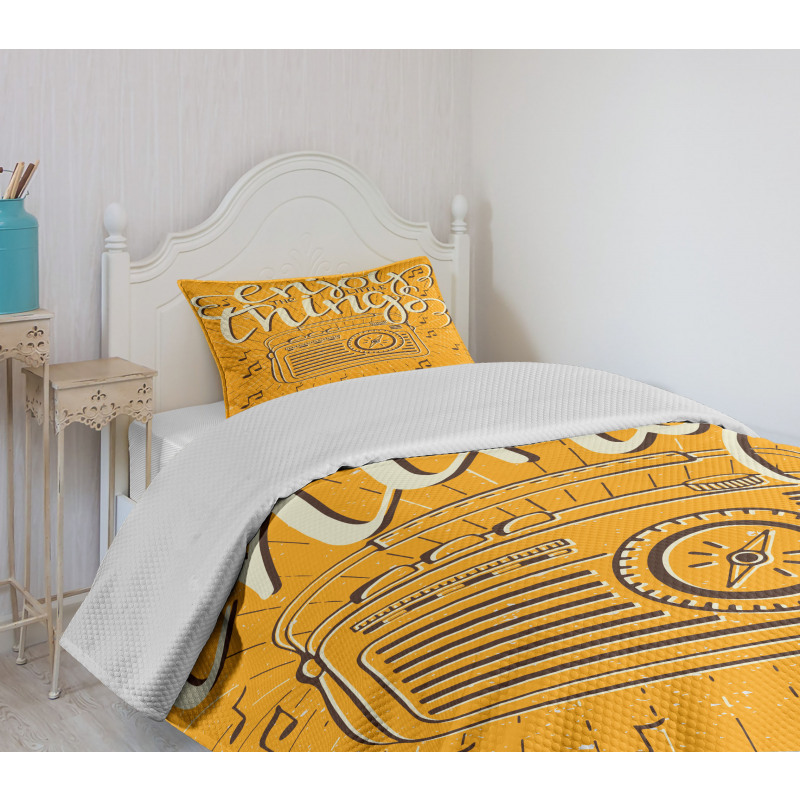 Retro Radio Playing Music Bedspread Set