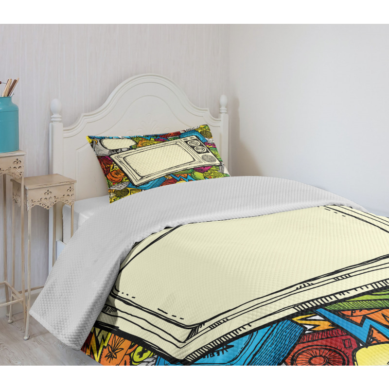 90s Theme Retro Style Bedspread Set