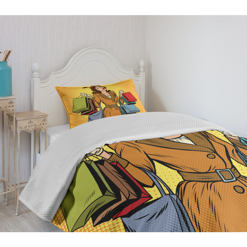 Pop Art Shopping Bedspread Set