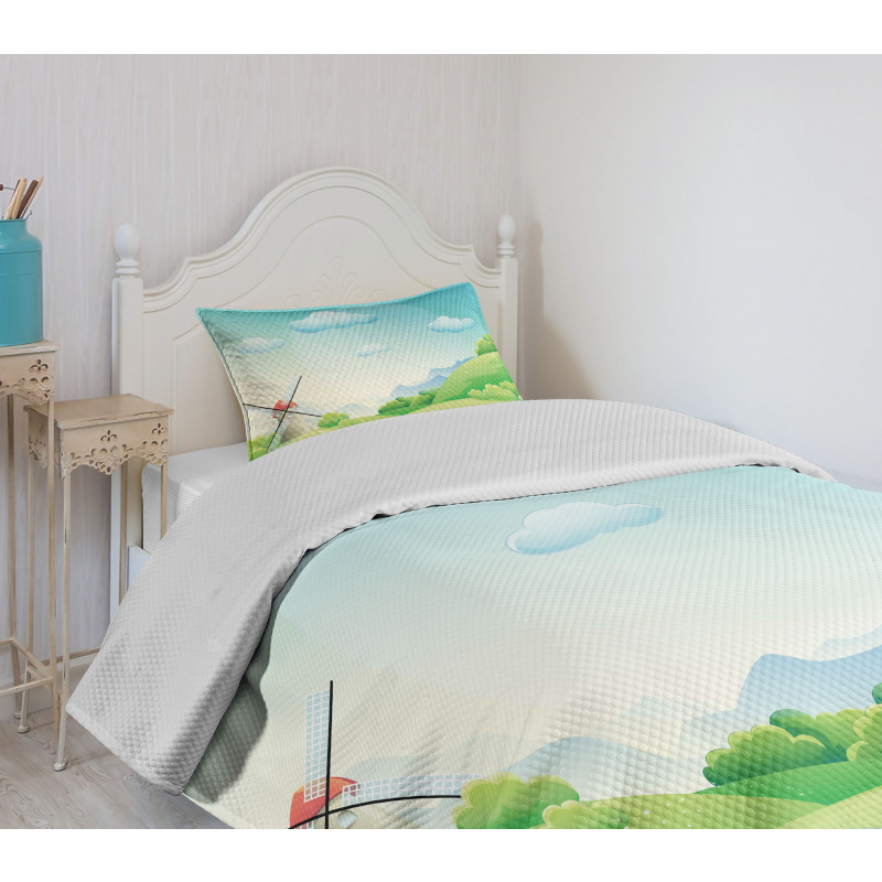 Cartoon Country Landscape Bedspread Set