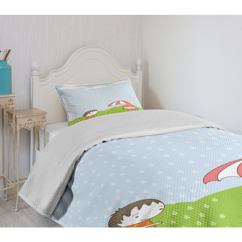 Boy and Girl in the Rain Bedspread Set