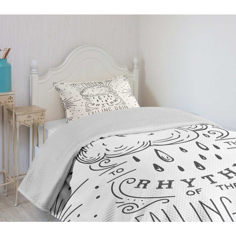 Lettering Words and Sun Bedspread Set